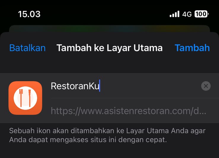 Tap ikon Bagikan lalu pilih Tambah ke Layar Utama