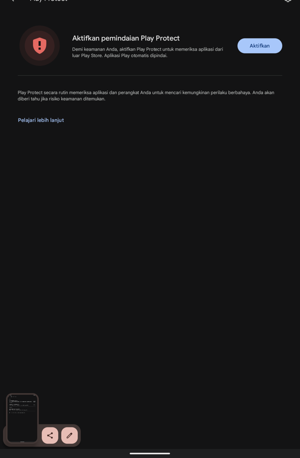 Konfirmasi Play Protect sudah nonaktif sementara